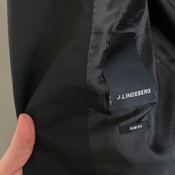 J. Lindeberg Men’s Blazer Hopper Hi-Tech Class Wool Black single breasted Sz 42R - Picture 10 of 15